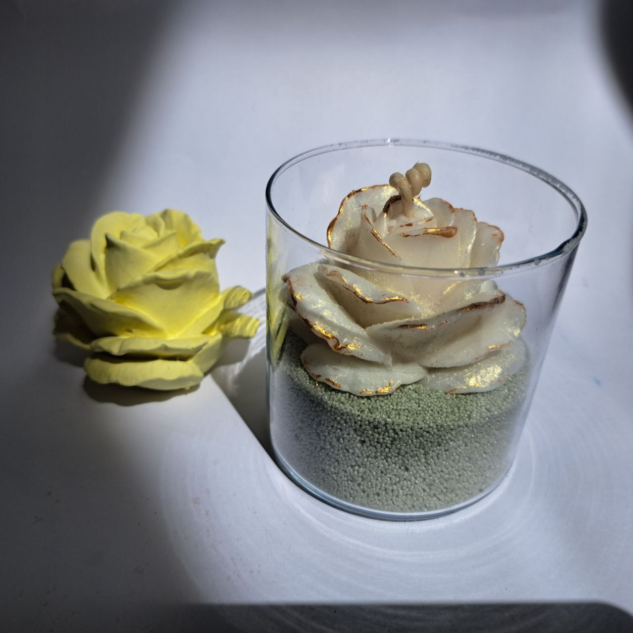 شات شمع طرح رز هلندی | شمع دکوراتیو لیوانی